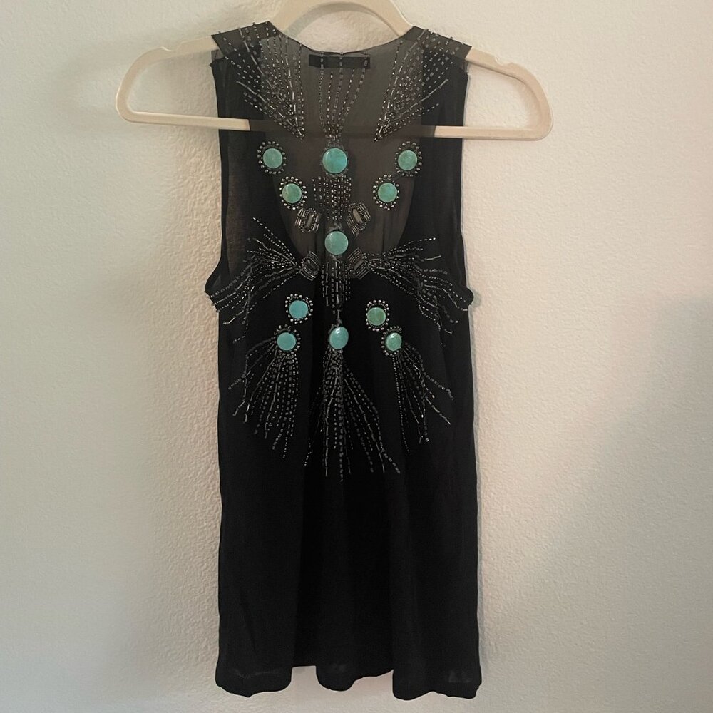 BOBO JERSEY TOP WITH TURQUOISE APPLIQUÉ
